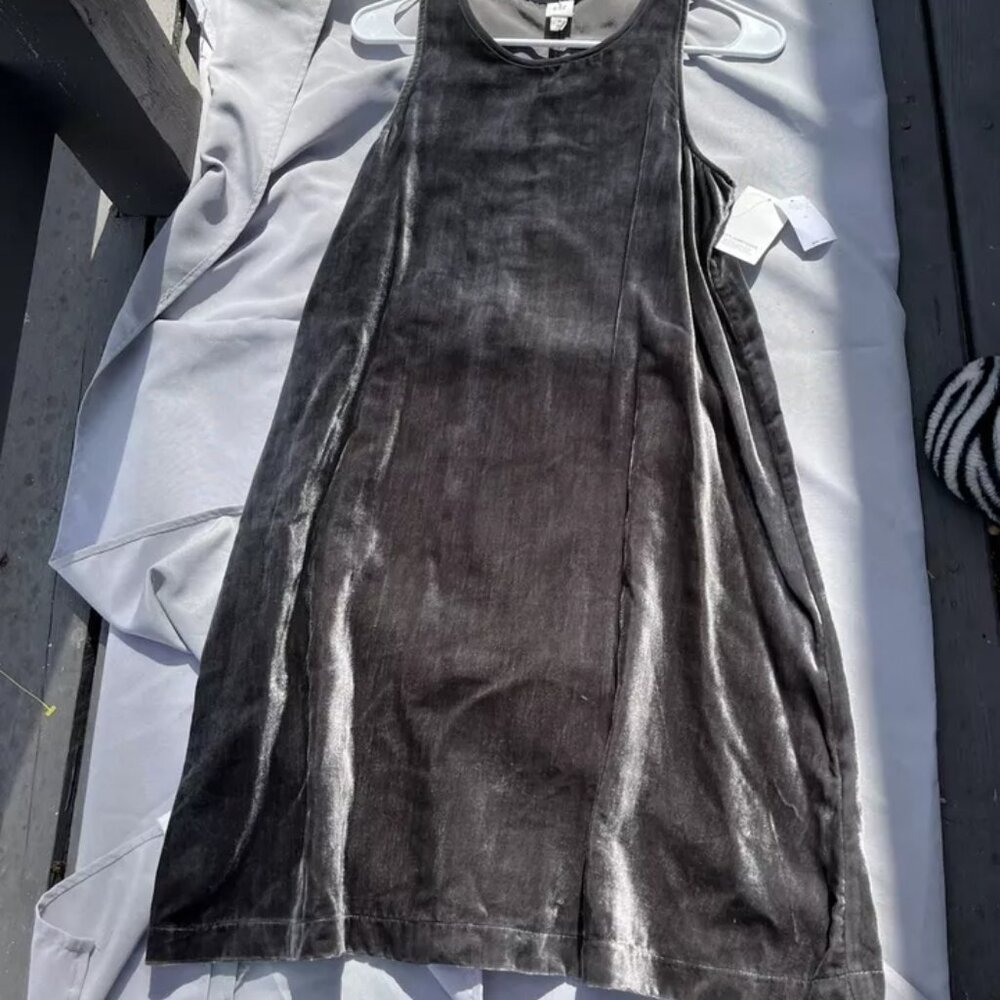NWT Gap Rich Dark Grey Sleeveless Velvet Swing Dress 460148-02-1 Size‎ US XS